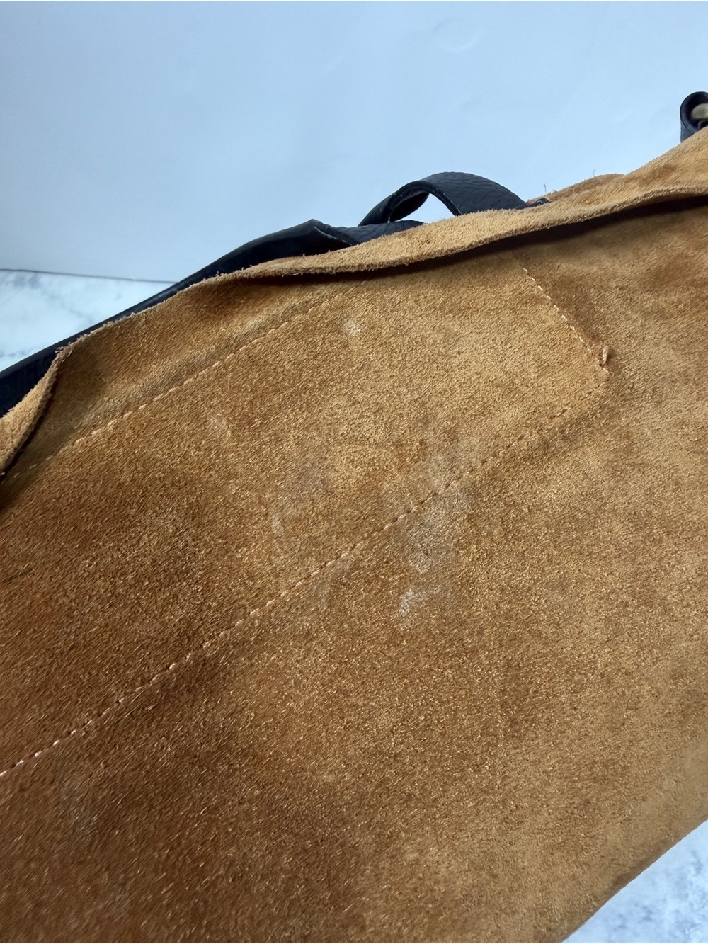 Sundance brown black suede leather boho slouchy shoulder crossbody bag tote - Picture 9 of 12